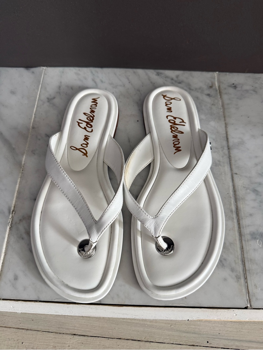 Sam Edelman White Flip Flop Sandals